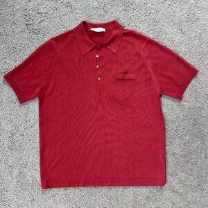 Vintage 1960's Montagut Polo in Fil Lumière Material - Size L - Brick Red Color